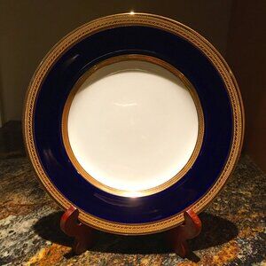 Vintage English CROWN DUCAL Cobalt and Gold Trim Dessert Plate #4